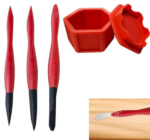 Complete Wood Glue Applicator Set with 3 Reusable Silicone Glue Brush and Storage Case, Ergonomic Wood Glue Brush Tools for Easy Cleaning Waterproof DIY Woodworking Crafts Projects
