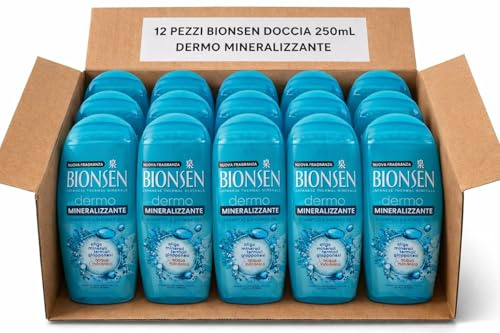 Doccia Shampoo Dermo Mineralizzante 250 ml Confezione da 12 Pezzi con Oligominerali Termali e Acqua Vulcanica Detergente Delicato 2 in 1 per Corpo e Capelli Pelle Sensibile