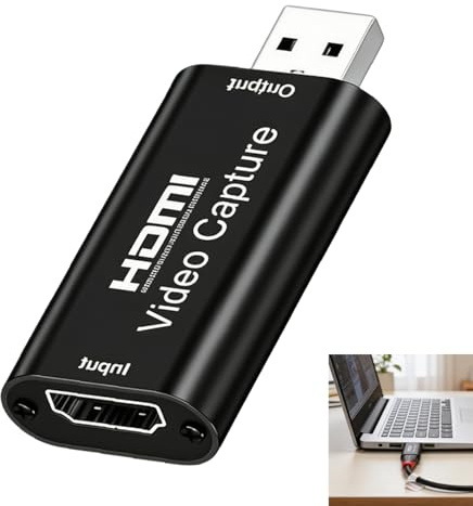 HDMI Video Capture Card, HDMI to USB 2.0 Video Capture Card,1080P Capture Card for Streaming Recording, USB 2.0 Audio Video Grabber Compatible with OBS Windows Mac PS4 PS5 Xbox Switch PC Laptop