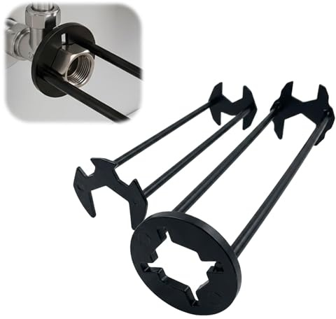 Rndqw 2 Pcs Basin Wrench, Universal Four Claw Tap Spanner, Hex Multifunctional Portable Repair Tool Sink Tap Spanner for Tight Spaces Water Pipe Under Basin Kitchen Bathroom Plumbing