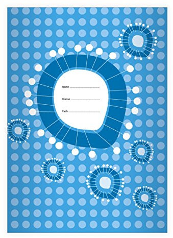 Kartenkaufrausch 4 Grafische DIN A4 Schulhefte, Schreibhefte mit Sonnen Blumen Muster in hellblau Lineatur 25 (liniertes Heft)
