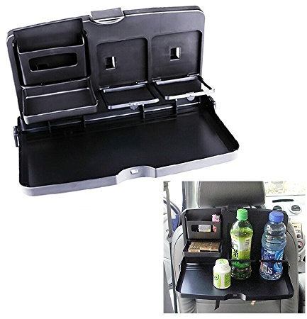 Candora Car Dining Tray, Car Foldable Table Cup Holder Laptop Tray Food Meal Drink Desk Bottle Rack Holder Back Seat Multi-purpose ABS + PP