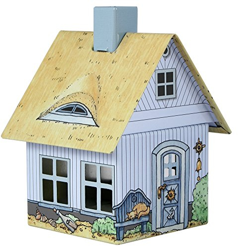 Crottendorfer - Räucherhaus Metall inkl. Räucherkerzenhalter - für Räucherkerzen Gr. M - Maße: 7,2 x 7,8 x 9,8cm - Motiv: Strandhaus - Made in Germany