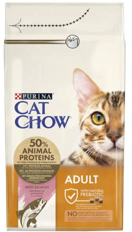 Purina Cat Chow Pienso para Gato Adulto con Salmón y Atún, 6 bolsas de 1,5kg