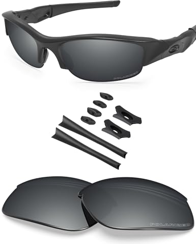 BlazerBuck Verres de rechange polarisés anti-sel pour lunettes de soleil Oakley Flak Jacket, Argent chromé - Polarisé, 0