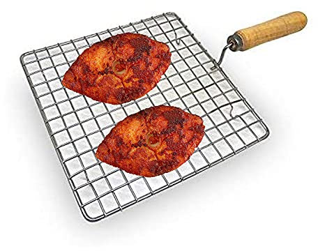 WhopperIndia Großer multifunktionaler Drahtdampf-Kühl- und Backgrill aus rostfreiem Stahl, runder Roti-Grill, Papad-Grill, Roti Jali, Chapathi-Grill