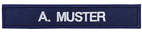PACOTEX Namensschild bestickt mit eigenem Namen personalisiert Stickschild in vielen Größen und Farben mit Klett (130x25mm, marineblau)