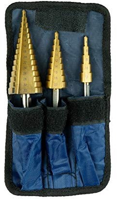 HRB Profi Stufenbohrer Set Kegelbohrer Konusbohrer titannitriert (3er Set 4-32,4-20,4-12mm)