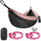 Gold Armour Camping Hammock - XL Double Hammock Portable Hammock Camping Accessories Gear for Outdoor Indoor with Tree Straps, USA Based Brand (Gray and Rose)