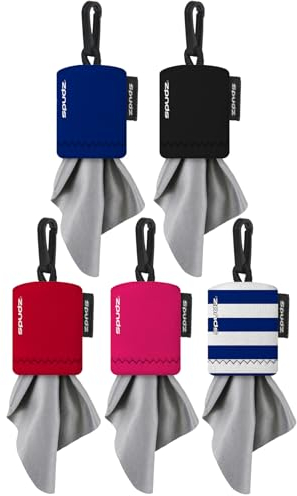 SPUDZ Ultra Variety Pack | 5 15,2 x 15,2 cm Mikrofaser-Handtücher mit Neoprenbeuteln | Premium Mikrofaser-Reinigungstücher für Laptops, Objektive, Kameras, Bildschirme und mehr | 5 Farben (Allgemein)