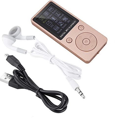 Lettore musicale MP4, registratore e lettore musicale per schermo portatile, supporto per lettore MP4 igital Scheda TF da 32 GB con cuffie Tempo di standby lungo(Oro rosa)