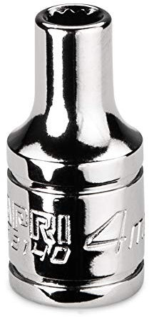 Capri Tools 4 mm Shallow Socket, 1/4 in. Drive, 12-Point, Metric