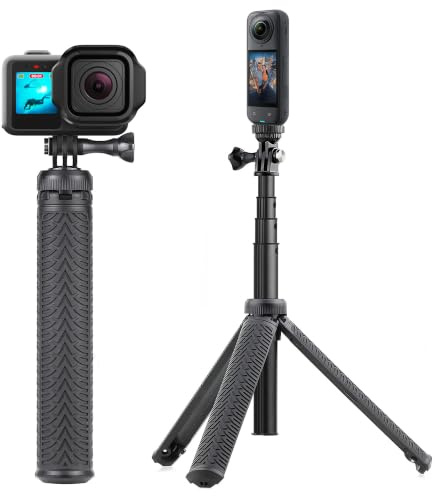 GEPULY Underwater Tripod Waterproof Selfie Stick for GoPro Hero 13 12 11 10 9 8 7 6 5 4 3, Insta360, DJI Action 6 Action Camera&Phones for Vlogging (3-in-1: Hand Grip, Selfie Stick,Tripod Stand)