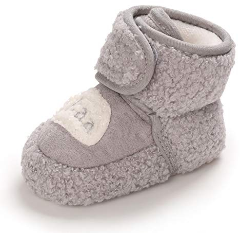 MASOCIO Stivaletti Neonato Stivali Invernali Neonata Inverno Scarpe Scarpine Primi Passi Pantofole Babbucce Bambino Bimbo Grigio Taglia 20 12-18 Mesi