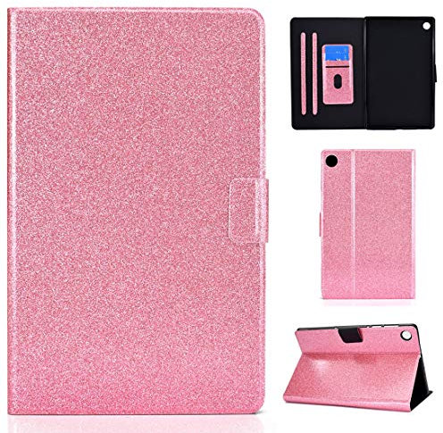 XFDSFDL® Schutzhülle für Lenovo Tab M10 Plus FHD TB-X606F (10,3 Zoll) PU Leder Hülle Flip Cover Glänzend Bling Bling Design mit Ständer Taschen Case Auto Aufwachen/Schlaf Ledertasche, Rosa