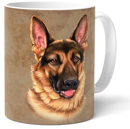 DEUTSCHER SCHÄFERHUND B (23) - Kaffeetasse aus Keramik. Becher mit passenden Spruch und einer Zeichnung. Tasse. Teetasse. Häferl mit Henkel. Praktisches Geschenk für Frauchen und Herrchen.