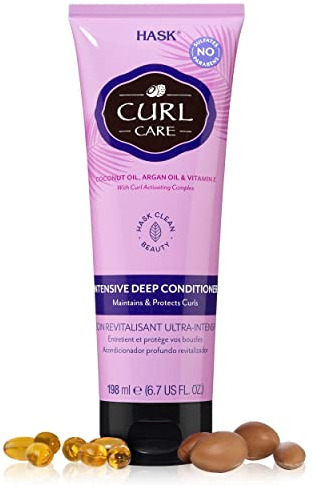 HASK Curl Care Intensiv tiefenpflegende Conditioner-Kur für lockiges Haar – vegan, tierversuchsfrei, farbsicher – Tube mit 198 ml