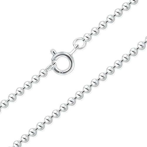DTPsilver® 925 Sterling Silber Zarte und Robuste Halskette/Kugelkette - Federringverschluss - Breite: 2 mm - Länge: 40 cm