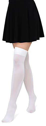 looksy calze alte da donna nere calze alte al ginocchio calze calde stivali lunghi opachi sopra il ginocchio alti 100 DEN, bianco, S-M