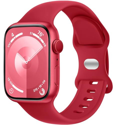 Charlam Compatibile con Cinturino Apple Watch 44mm 42mm 45mm 49mm per Donna Uomo, Cinturini in Silicone Sportivo Compatibile con iWatch SE Series 8 7 6 5 4 3 2 1, 42mm/44mm/45mm/49mm, Rossa