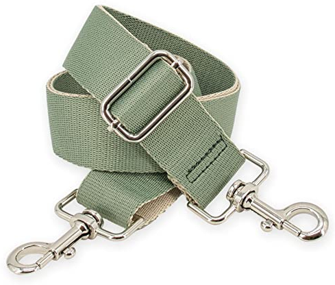 BENAVA Verstellbarer Schulterriemen für Taschen 75-135 cm | Taschengurt Grün Breit 38mm | Farbe Karabiner Silber | Taschengurte zum Wechseln | Schultergurt für Taschen