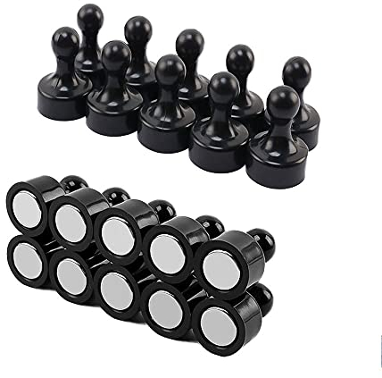 20 Stück Kühlschrankmagnete, magnetische Pinnadeln, kleine Kühlschrankmagnete, Kegelmagnete Starke Neodym-Magnete für Whiteboard Zuhause, Küche, Büro, Schule, Klassenzimmer, schwarz