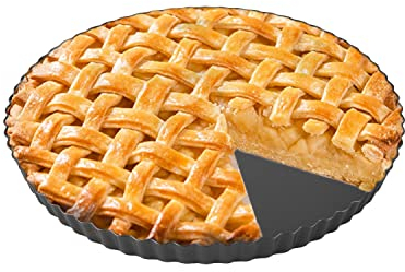 Hapivida Teglia per Quiche Rotonda, Teglia Antiaderente con Fondo Rimovibile 30cm in Acciaio al Carbonio per Pizza, Cheesecake e Crostata, Ideale per Cottura Casalinga e Feste