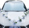 AolKee Autoschmuck Hochzeit, Hochzeit Deko, Hochzeit Auto Dekoration Kit, Künstliche Weiß Rosen Blumen, Auto Motorhaube deko Hochzeit mit 2 x Dekoband, 9 künstliche Rosen, 2 Spiegelblumen