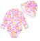 BONVERANO Traje de baño de una Pieza para niña, Mangas largas, protección UV 50+ con Gorra(Rosa-Nube,18-24meses…