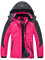 YSENTO Damen Winterjacke Wasserdicht Skijacke Outdoor Softshelljacke Warm Fleecejacke Funktionsjacke mit Abnehmbarer Kapuze(Rose,2XL)
