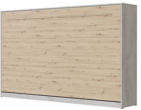 SMARTBett Schrankbett Standard 90x200 120x200 140x200 160x200 Bettschrank Wandbett Beton/Wildeiche 120 Horizontal
