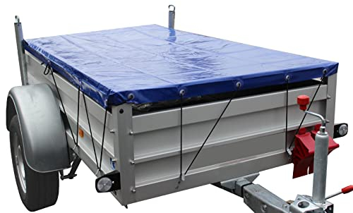 Anhänger Flachplane Blau incl. 2 oder 3 Bügel (Flachplane 2075x1140x50 mm & 2 Alu-Bügel)