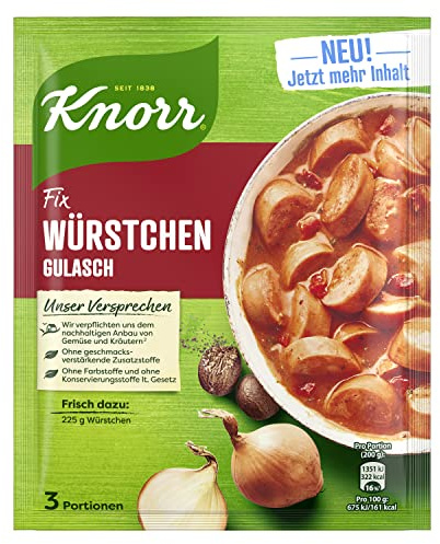 Knorr Fix Würstchen-Gulasch 3 Portionen | für ein leckeres Fleischgericht ohne geschmacksverstärkende Zusatzstoffe