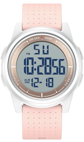 GOLDEN HOUR Montre Digitale étanche Ultra-Mince pour Hommes avec Affichage Grand Angle Bracelet en Caoutchouc pour Hommes Femmes