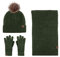 LumiSyne Winter 3 In 1 Mütze Schal Handschuh Sets Für Herren Damen Einfarbig Rhombus Strickmütze Beanie Langer Schal Touchscreen Handschuhe Bommelmütze Mit Pompom Weiche Wolle Thermisch Fleece Futter