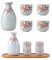 liuer Sake, Juego de Sake Japones,5pcs Sake Japones Sake Cups de Cerámica,1 Botella de Sake y 4 Sake Cups,Titulares de Licores Potería de Porcelana Saki Bebida Juego De Té Japonés (B)