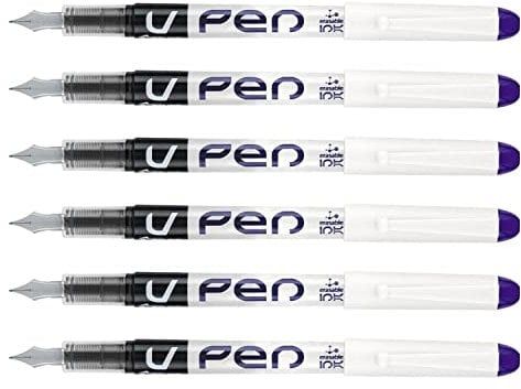 Pilot Pack of 6 Disposable Fountain Pens V-Pen Erasable Medium Nib Purpleaa