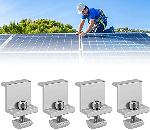 JINJUMEI Soporte de Panel Solar Aluminio, 4PCS Abrazaderas de Panel Solar Z, Soporte Placas Solares con Tornillo y Tuercas, Soporte de Montaje de Panel Solar para Barcos, Coche (35MM)