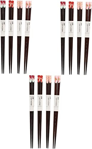12 Pares de Palillos de Estilo japonés, Cubiertos de Viaje, Juego de China, vajilla para Acampar, Cubiertos para Acampar, vajilla de Cocina de Madera, Palillos de Viaje, Palillos de Madera Impresos