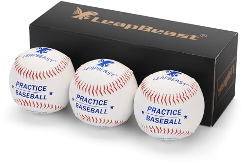 LeapBeast Professionelle Baseballs 9 Inch, 3pieces Handgenäht Baseballs, Hartholz/Weiche Gummikern Basebälle für Erwachsene, Jugendtraining, Professionelle Baseballspiele (Weicher Ball)