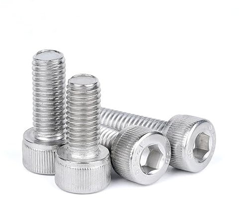Lot de 50 vis M4 de 12 mm M4 - 0,7 x 12 mm - Vis à tête cylindrique M4 en acier inoxydable - Vis hexagonales - Finition brillante - Filetage grossier Threa UNC - 50 pièces (M4 x 12-50)