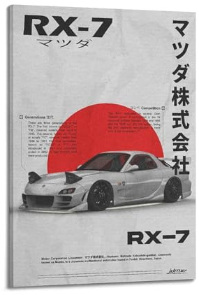 LADV Vintage JDM Sportwagen-Poster für RX-7 Rennwagen, dekoratives Gemälde, Leinwand, Wandkunst, Bild, 30 x 45 cm