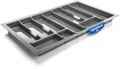 BigDean Universal Besteckeinsatz für Schubladen 80 cm - Zuschneidbar - Schubladeneinsatz aus Kunststoff 730x430mm - Besteckkasten silber-grau - Made in Europe