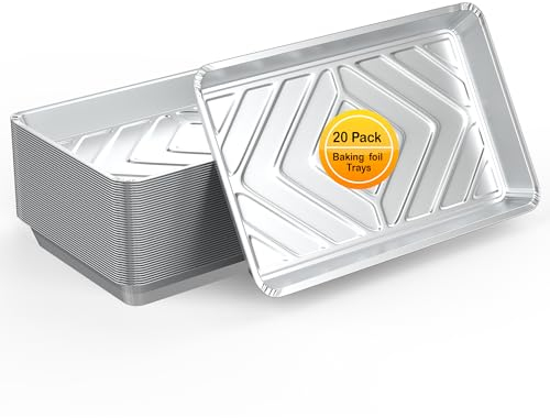 Maxxcore Disposable Aluminum Foil Baking Trays - Food Storage Catering Aluminum Foil Tray 20-Pack - Containers for Meal Prep, Cooking, Baking, Roasting, BBQ, Freezer Storage - 32cm x 20cm x 3.3cm