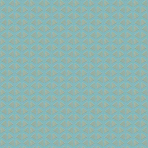 BRICOFLOR Papier peint motif bleu et doré Tapisserie année 20 bleu pour salon Papier peint intissé chambre adulte couloir & bureau