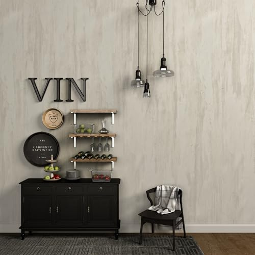 TOTIO 31.5x157inch Extra Wide Ivory White Concrete Wallpaper White Grey Stained Plaster Effect Contact Paper Matte Thicken Self-adhesive Wall Paper Waterproof Furniture Sticker Modern Industrial Style