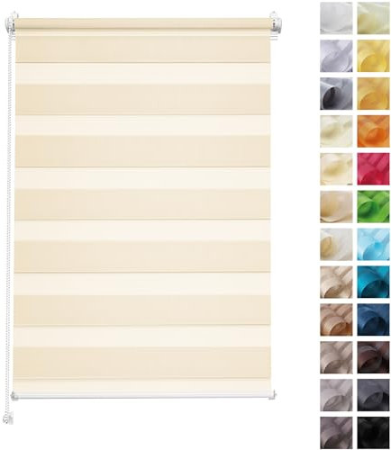 Rettika Doppelrollo ohne Bohren, klemmfix - Beige, Breite: 150cm, Höhe 150 - Rollos für Fenster ohne Bohren, Fenster rollos für innen, Duo Rollo