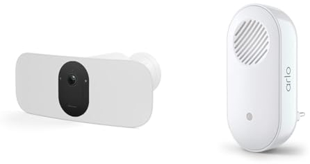 Arlo Floodlight Überwachungskamera Aussen WLAN & zertifiziertes Zubehör Chime 2 | Akustische Warnungen | Eingebaute Sirene | Anpassbare Melodie | Direkte WLAN Verbindung Weiß