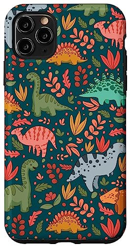 Cute Floral Midnight Green Dinosaurs Case for iPhone 11 Pro Max
