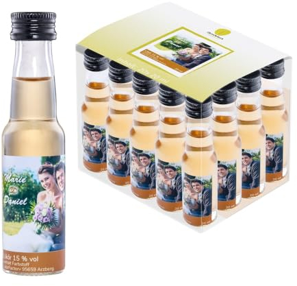 Likör mit eigenem Etikett (20x 20 ml) | Wunschetikett | Hochzeitslikör | Gastgeschenk